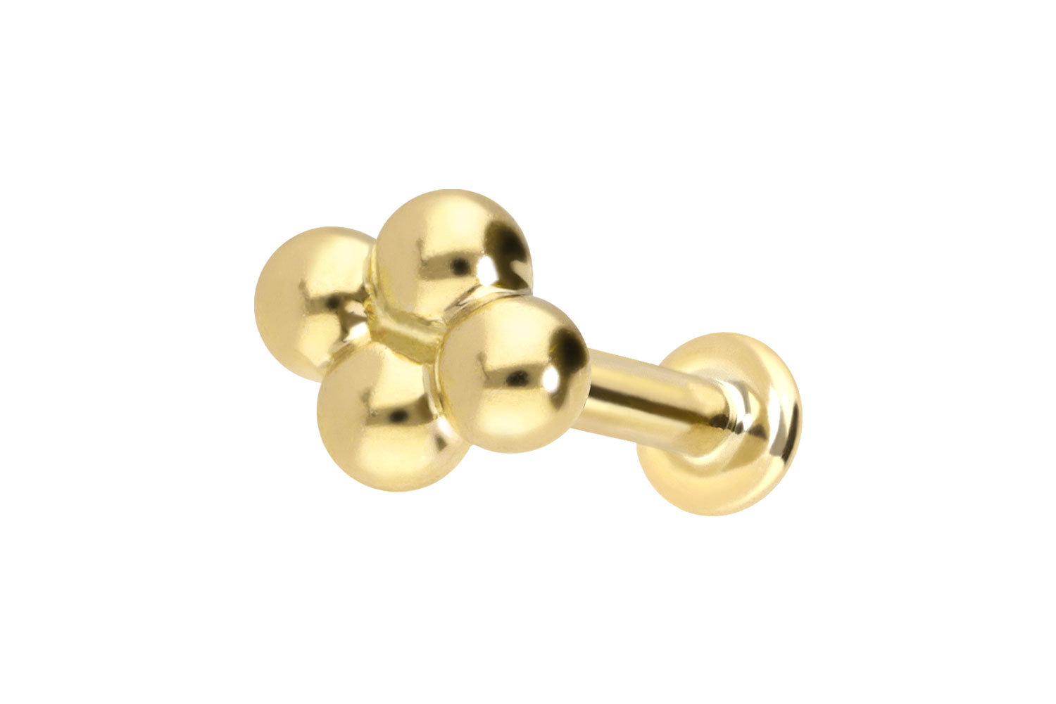 14 Karat Gold Labret Piercing mit Innengewinde 4 KUGELN